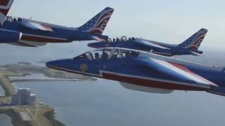 France Aerobatic team Patrouille de France fly by over Cap Canaveral [upl. by Ynatil198]