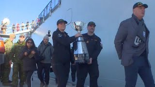 Grey Cup trophy makes its grand entrance into Hamilton [upl. by Nemhauser]