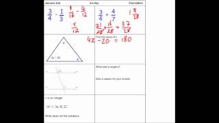 Corbettmaths 5aday Foundation  January 2 [upl. by Lumpkin]