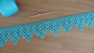 ЛЕНТОЧНОЕ КРУЖЕВО Капельки вязание крючком КАЙМА Crochet Ribbon Lace Border [upl. by Arny909]