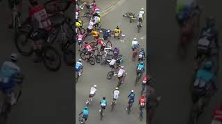 Oh dear oh dear 😭 A peloton crash during Dwars door Vlaanderen 😬 shorts  Eurosport [upl. by Eaned]