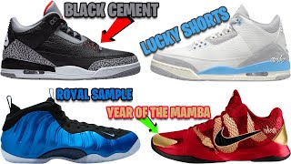 AIR JORDAN 3 BLACK CEMENT 2024  LUCKY SHORTS FOAMPOSITE ONE ROYAL KOBE 5 YEAR OF THE MAMBA  MORE [upl. by Ailev]