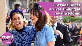 Cressida Bonas arrives smiling at royal wedding [upl. by Dnamron]