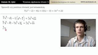 Zad28 Sprawdź czy równanie jest tożsamością wyrażenia algebraiczne  zestaw 3 [upl. by Eciram854]