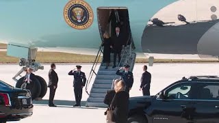 The Bidens Clintons and Michelle Obama get off Air Force One for Rosalynn Carters tribute servi [upl. by Ranique]