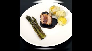 Pork tenderloin with potatoes amp asparagus Maple syrup sherry vinegar sauce Very simple recipe [upl. by Oag896]