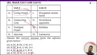 Match ListI with ListII ListI ListII A Living Fossil I Elongated canine teeth B Connecting Link [upl. by Eberto]