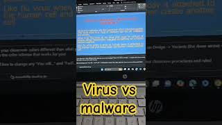 Virus vs malware computersecurity malware malware computereducation [upl. by Schilling]