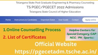 TSPGECET 2022 Counselling Procedure List of Certificates for Uploading [upl. by Alywt588]