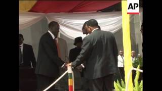 Mugabe Tsvangirai at generals funeral Mugabe comment [upl. by Brocklin115]