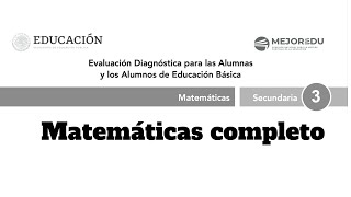 Examen diagnostico tercero de secundaria MEJOREDU Matemáticas completo [upl. by Glarum535]