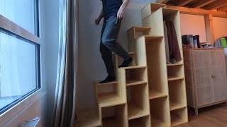 Hochbett Treppe mit Regal bauen  loft bed stairs shelf [upl. by Ganny]