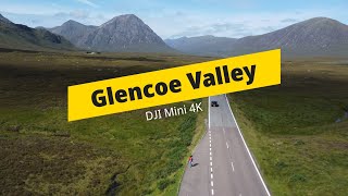 DJI03 Glencoe Valley Drone Shot Scottish Highlands Glenfinnan Viaduct James Bond Skyfall Road [upl. by Notsek]