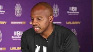 202324 AE MBB Media Day UAlbany Head Coach Dwayne Killings [upl. by Gerlac]