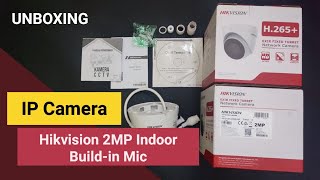 Unboxing IP camera Hikvision 2MP Indoor with Audio DS2CD1323G0IUF  Fixed Turret Network Camera [upl. by Halford]