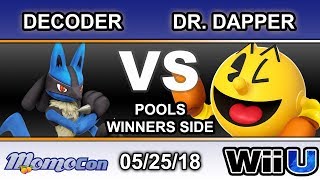 Momocon 2018  CR2  Decoder Lucario Vs Dr Dapper Pacman Pools  Smash 4 [upl. by Inanuah892]