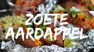 MEXICAANSE GEVULDE ZOETE AARDAPPEL  GUACAMOLE  PICO DE GALLO SALSA  Lets Vegan [upl. by Lleze]