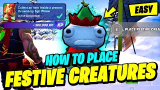 How to EASILY Place Festive Snow Creatures  Fortnite Winterfest Quest SGT WINTER [upl. by Ynolem778]