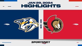 NHL Highlights  Predators vs Senators  January 29 2024 [upl. by Relyhcs]