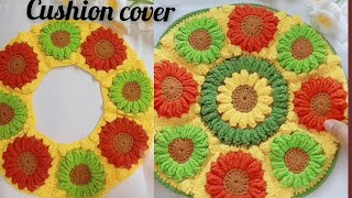 DIY  how to crochet a roundshaped cushion cover  cute crochet room decor tutorial [upl. by Iadahs]