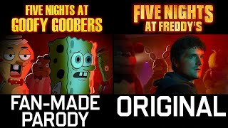 FIVE NIGHTS AT FREDDYS FNAF and SPONGEBOB Parody SideBySide Comparison [upl. by Eirret]