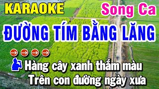 Karaoke Đường Tìm Bằng Lăng Nhạc Sống Song Ca  Huỳnh Lê [upl. by Aay]