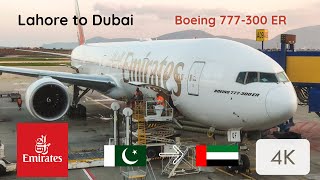 TRIP REPORT  LahoreLHE to DubaiDXB  Emirates Boeing 777300 ER Economy travel aviation fyp [upl. by Ahsuatal79]