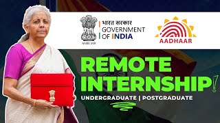 Government Online Internship  UIDAI Aadhar Internship 2024  Remote Internship For College Student [upl. by Enrak]