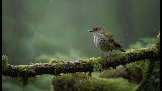 Rainy Forest Tranquil Moments with a Bird in the Moss [upl. by Ayom278]