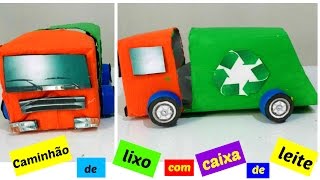 Como fazer um caminhão de lixo com caixa de leite [upl. by Sheeree]