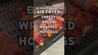 First Time MakingAir Fryer Cheesy Bacon Wrapped Hotdogs airfryer carnivore whatieatinaday new [upl. by Atinad]