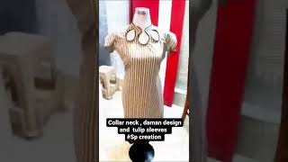 💐kurti with collar neck damn designtulip sleeves forbegginers sewing cuttingandstitching [upl. by Nedyarb59]