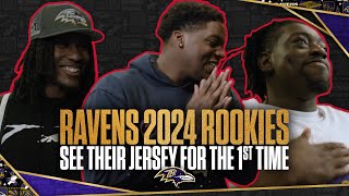 Ravens Rookies See Their Jerseys for the First Time  Baltimore Ravens [upl. by Bobine]