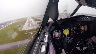 Stormy crosswind landing in LGW  Boeing 737 Captains view [upl. by Oneida937]