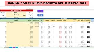 💥📢Cálculo de la NÓMINA en Excel con el Subsidio al Empleo Nuevo Decreto 01 de Mayo💥 [upl. by Terrena]