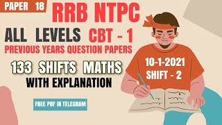 RRB NTPC Previous year question paper in English1012021 shift2 rrbntpcexam maths rrb ntpc [upl. by Shepley844]