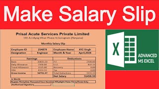 Monthly Salary Slip  How to Make Salary Slip  Salary Slip Kaise Banaye  Make Salary Slip in Excel [upl. by Darken]