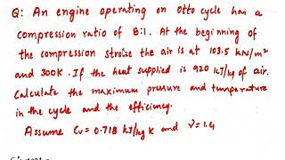 Problem on Otto cycle Thermodynamics Thermal Engineering [upl. by Appolonia350]