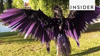 Cosplayer Makes Giant Mechanical Wings [upl. by Atalaya]