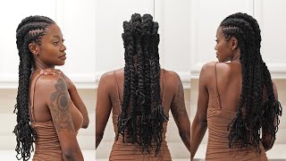 CORNROWS WITH EXTENSIONS ON MY MICROLOCS  Keke J [upl. by Cresa]