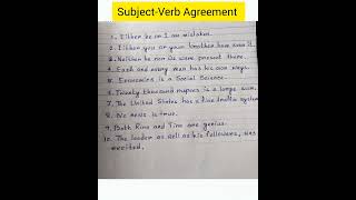 SubjectVerb Agreement verb subjectverbagreement englishgrammar [upl. by Zeuqirdor]