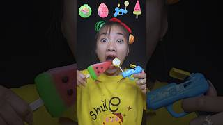 Hubba bubba 🍭 Dinosaur eggs🦖 candy guns🔫 watermelon ice cream🍦 funny bushcraft shorts mukbang [upl. by Nirrak475]