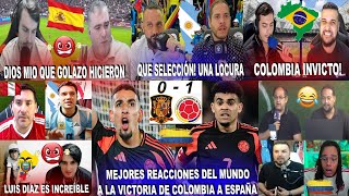 MEJORES REACCIONES DEL MUNDO A ESPAÑA 01 COLOMBIA CON GOLAZO DE MUÑOZ Y SHOW DE LUCHO DÍAZ Y JAMES [upl. by Eglanteen166]