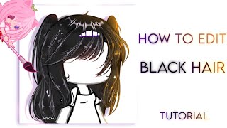 🍥 How To Edit Black Hair  İbis Paint X brush codes  Gacha Life 🖤TUTORİAL⊹˚⋆Pnkix [upl. by Baese]