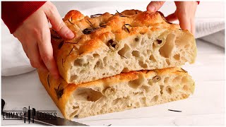 Big Bubble NOKnead Focaccia Bread  SOFT amp EASY Focaccia [upl. by Proulx]