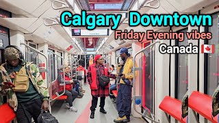 Calgary Downtown on Friday Evening Walking Tour Canada Alberta Calgary [upl. by Oidiple]