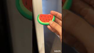 Cute watermelon fridge magnet by using super clayshortsyoutubeshorts [upl. by Silverstein579]