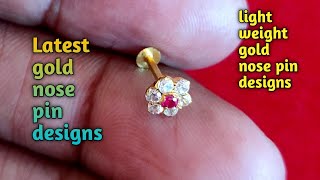 Latest gold nose pin designs with weight and price 2021nose pin designsgold nose ring designs [upl. by Tamarra]