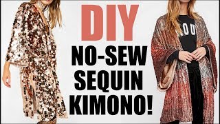 DIY How To Make a NOSEW Sequin Kimono  COACHELLA vibes By Orly Shani [upl. by Heinrike]