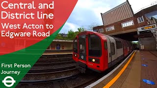 London Underground First Person Journey  West Acton to Edgware Road via Notting Hill Gate [upl. by Acinoreb543]